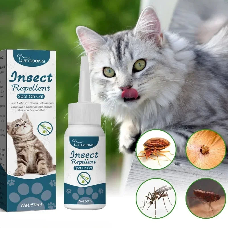 Agente Antipulgas y Garrapatas para Gatos y Perros – Spray de 50ml, Protección Rápida y Segura